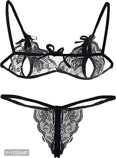 Buy XAWONA Combo Offer! Women Babydoll Nightwear Lace Bra Panty Lingerie Set  (Free Size, Green+Black) Online In India At Discounted Prices