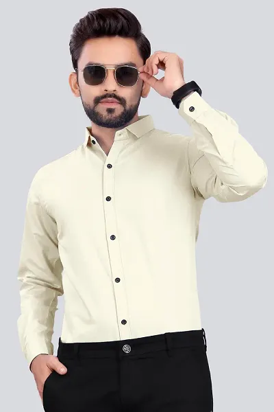 Stylish Blend Solid Long Sleeves Shirt For Men