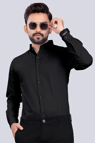 IMTIAZ DIPS Enterprise Men's Solid Cotton Lycra Full Sleeve Casual Spread Shirt