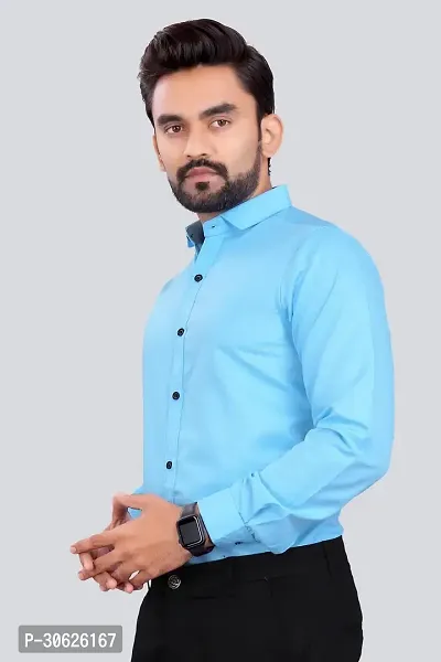 Stylish Blue Cotton Blend Formal Shirt For Men