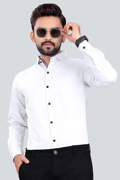 Stylish Blend Solid Long Sleeves Shirt For Men