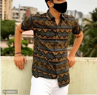 Classic Cotton Blend Printed Casual Shirts for Men-thumb0