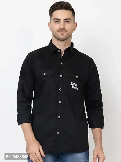 Reliable Black Cotton Long Sleeves Casual Shirt For Men-thumb0