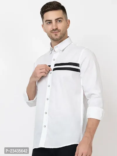 Reliable White Cotton Long Sleeves Casual Shirt For Men-thumb2