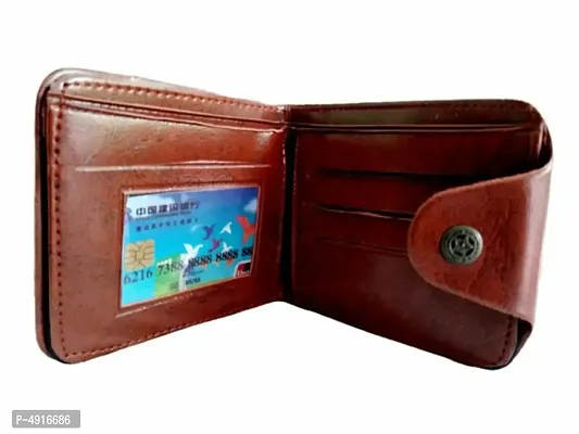 Men Solid Two Fold Leather Wallet-thumb2