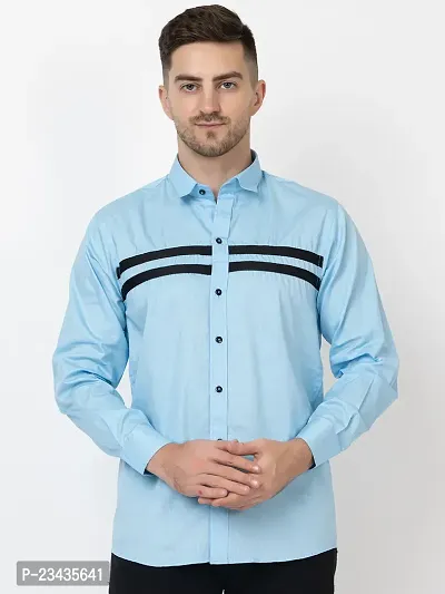 Reliable Blue Cotton Long Sleeves Casual Shirt For Men-thumb0