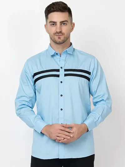 FREKMAN Men's Cotton Casual Regular Fit Front Stylish Striped Shirt for Men Full Sleeves Shirt