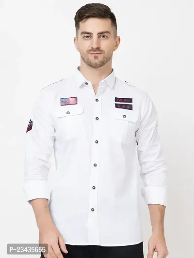 Reliable White Cotton Long Sleeves Casual Shirt For Men-thumb0