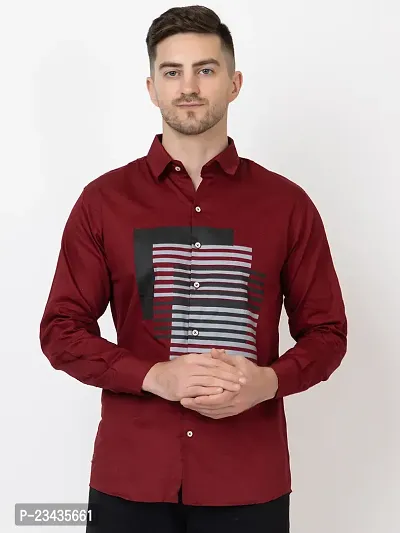 Reliable Maroon Cotton Long Sleeves Casual Shirt For Men-thumb0