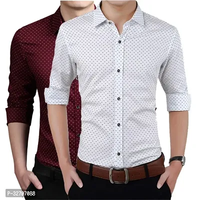 Reliable Polycotton Printed Long Sleeves Casual Shirts For Men Pack Of 2-thumb0