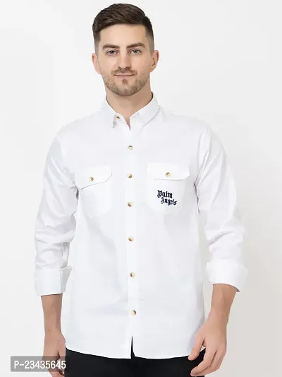 Reliable White Cotton Long Sleeves Casual Shirt For Men