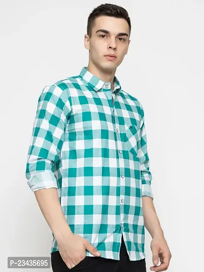 Reliable Green Cotton Long Sleeves Casual Shirt For Men-thumb2