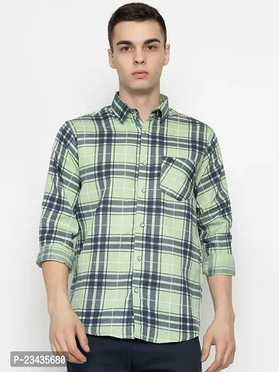 Reliable Green Cotton Long Sleeves Casual Shirt For Men