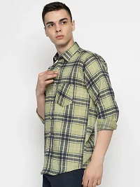 Reliable Green Cotton Long Sleeves Casual Shirt For Men-thumb1