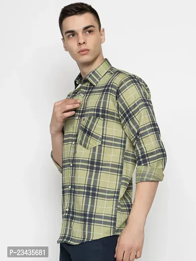 Reliable Green Cotton Long Sleeves Casual Shirt For Men-thumb2