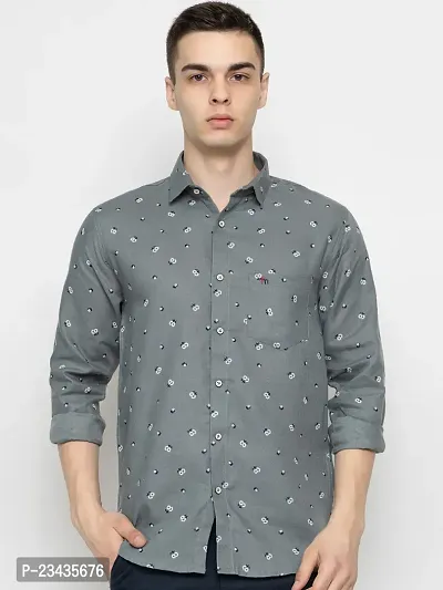 Reliable Grey Cotton Long Sleeves Casual Shirt For Men