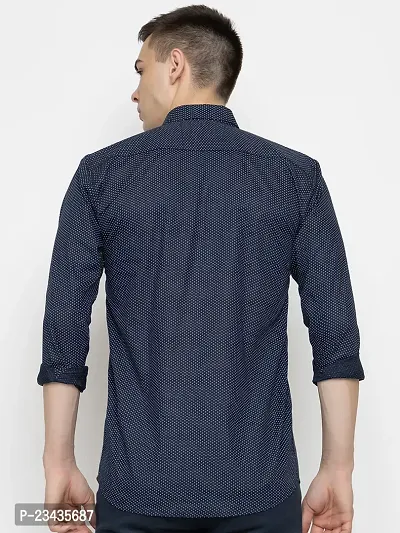 Reliable Navy Blue Cotton Long Sleeves Casual Shirt For Men-thumb3