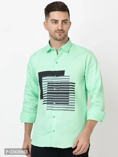 Reliable Green Cotton Long Sleeves Casual Shirt For Men