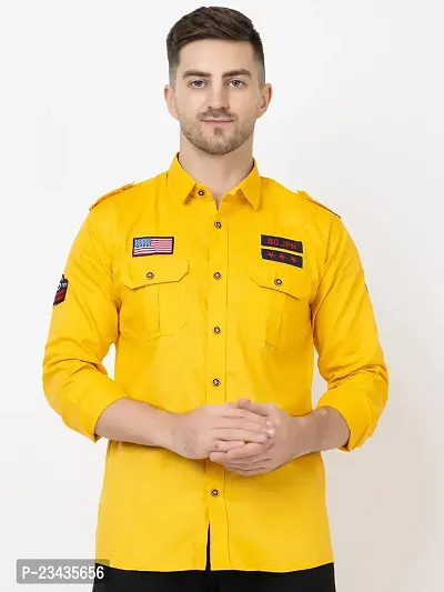 Reliable Yellow Cotton Long Sleeves Casual Shirt For Men