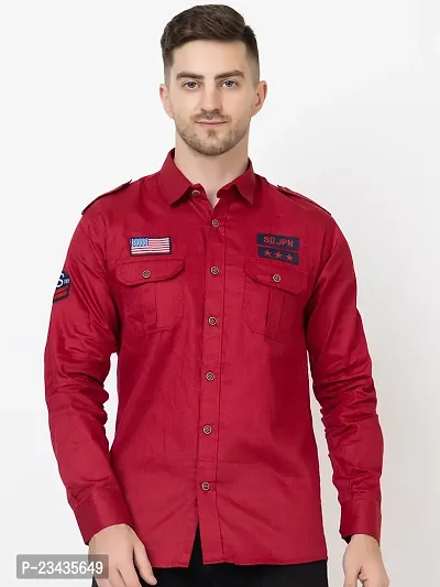 Reliable Maroon Cotton Long Sleeves Casual Shirt For Men