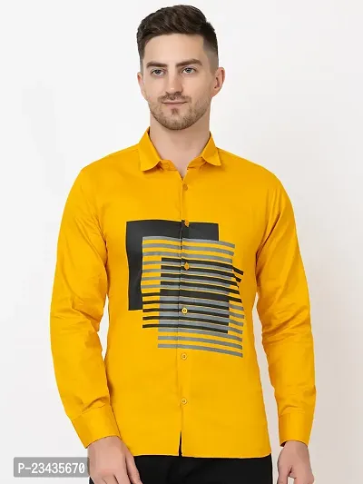 Reliable Yellow Cotton Long Sleeves Casual Shirt For Men