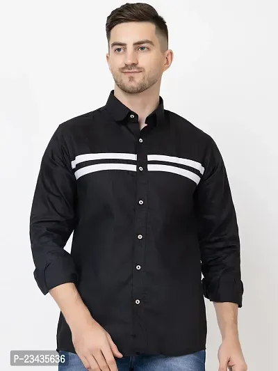 Reliable Black Cotton Long Sleeves Casual Shirt For Men-thumb0