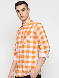 Reliable Orange Cotton Long Sleeves Casual Shirt For Men-thumb1