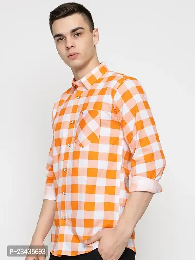 Reliable Orange Cotton Long Sleeves Casual Shirt For Men-thumb2