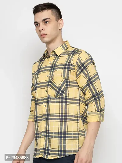 Reliable Yellow Cotton Long Sleeves Casual Shirt For Men-thumb2