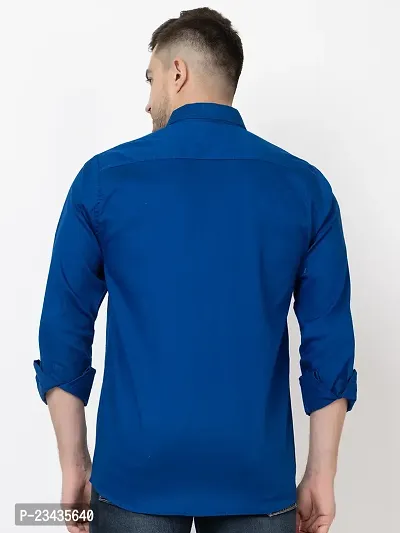 Reliable Blue Cotton Long Sleeves Casual Shirt For Men-thumb3