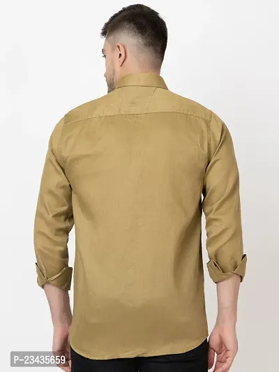 Reliable Khaki Cotton Long Sleeves Casual Shirt For Men-thumb3