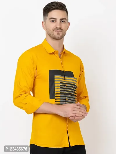 Reliable Yellow Cotton Long Sleeves Casual Shirt For Men-thumb2