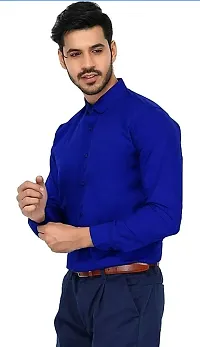 Blue Cotton Solid Casual Shirts For Men-thumb2