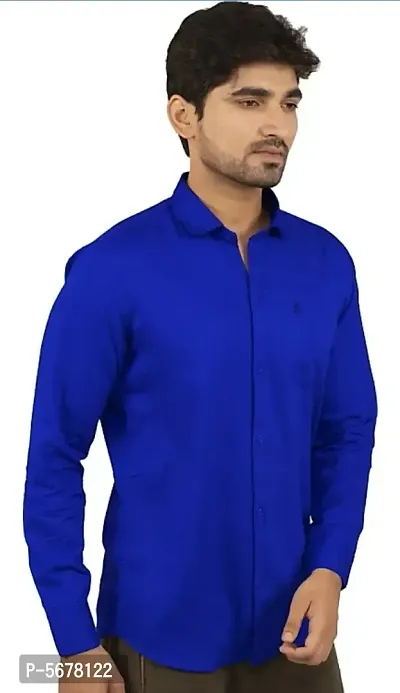 Blue Cotton Solid Casual Shirts For Men-thumb4