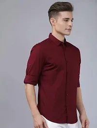Maroon Cotton Solid Casual Shirts For Men-thumb1