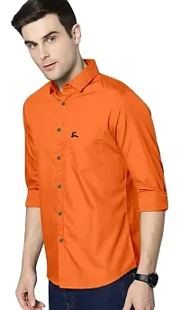 Orange Cotton Solid Casual Shirts For Men-thumb3