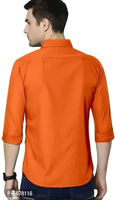 Orange Cotton Solid Casual Shirts For Men-thumb3
