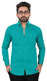 Green Cotton Solid Casual Shirts For Men-thumb3
