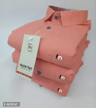 Stylish Cotton Peach Solid Long Sleeves Regular Fit Casual Shirt (Pack Of 1 Pcs)