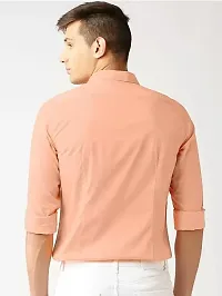 Stylish Cotton Peach Solid Long Sleeves Regular Fit Casual Shirt (Pack Of 1 Pcs)-thumb2
