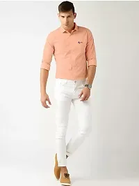Stylish Cotton Peach Solid Long Sleeves Regular Fit Casual Shirt (Pack Of 1 Pcs)-thumb1