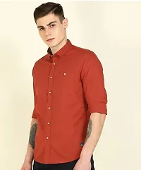 Red Cotton Solid Casual Shirts For Men-thumb3