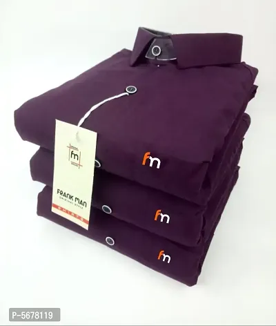 Purple Cotton Solid Casual Shirts For Men-thumb0