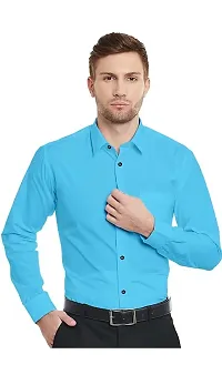 Turquoise Cotton Solid Casual Shirts For Men-thumb4