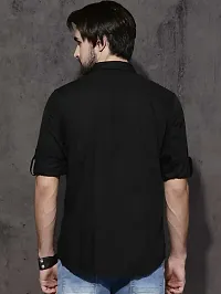 Black Cotton Solid Casual Shirts For Men-thumb1