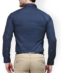 Navy Blue Cotton Solid Casual Shirts For Men-thumb1