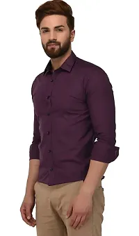 Purple Cotton Solid Casual Shirts For Men-thumb2