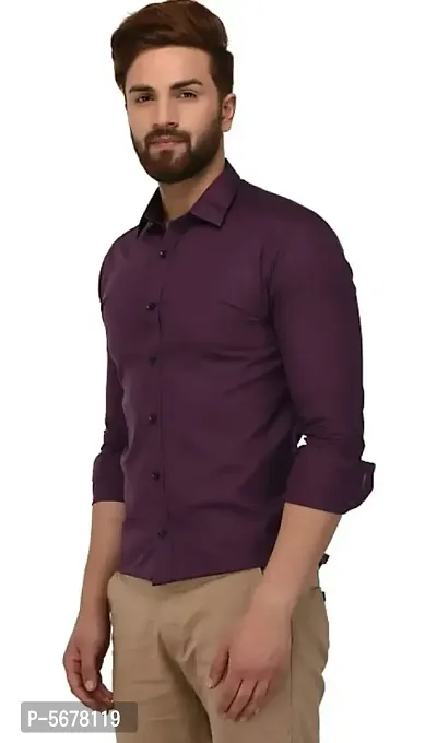 Purple Cotton Solid Casual Shirts For Men-thumb3