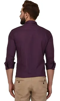 Purple Cotton Solid Casual Shirts For Men-thumb4