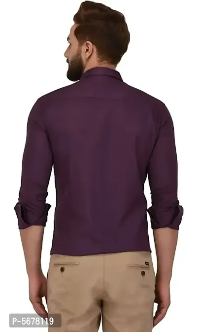 Purple Cotton Solid Casual Shirts For Men-thumb5